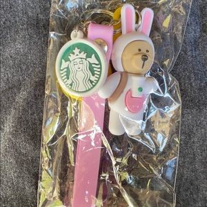 Super cute bunny Starbucks key chain